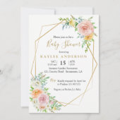 フローラ金ゴールドベビーシャワー招待カード 招待状 (正面)