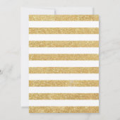 フローラ金ゴールドホワイトストライプブライダルシャワー 招待状 (裏面)