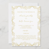 フローラ金ゴールドホワイトフロントとバック結婚ズ 招待状 (正面)