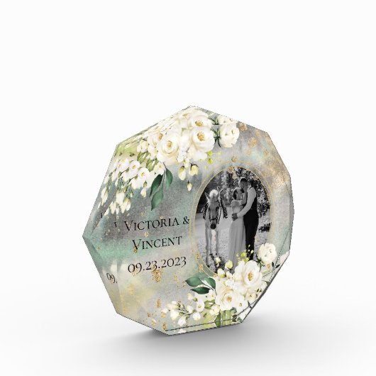 フローラ金ゴールドボタニカルクリームフォト結婚ネーム フォトブロック (左)