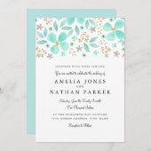 フローラ金ゴールドミントリーフ結婚式招待状 招待状 (正面/裏面)