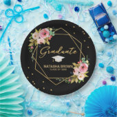 フローラ金ゴールドモダングリッター幾何学的卒業 ペーパープレート (パーティー)