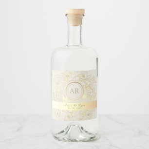フローラ金ゴールドモノグラ結婚ム病 リキュールボトルラベル
