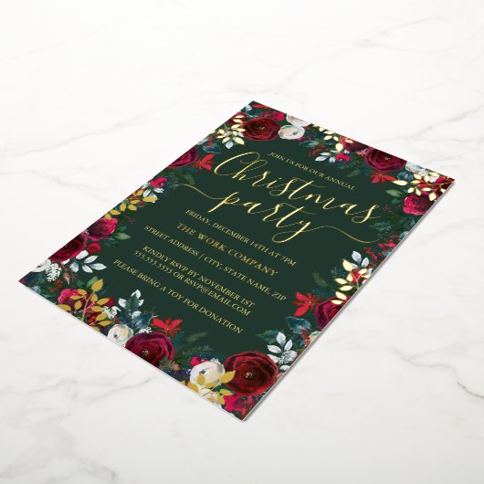 フローラ金ゴールドリーフ企業のクリスマスパーティー 箔招待状 (回転した状態)