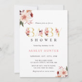 フローラ金ゴールドレタエレガントー水彩赤ちゃんシャワー 招待状 (正面)