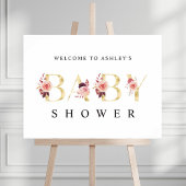 フローラ金ゴールドレター水彩赤ちゃんシャワー記号 ポスター