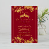 フローラ金ゴールドレッドヴィンテージキンセアニェラ 箔招待状 (立ち正面)