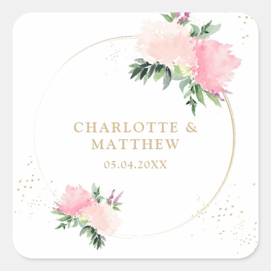 フローラ金ゴールドロマン結婚ティック スクエアシール (正面)