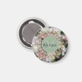 フローラ金ゴールド六角マンダラモノグラム マグネット (正面/裏面)