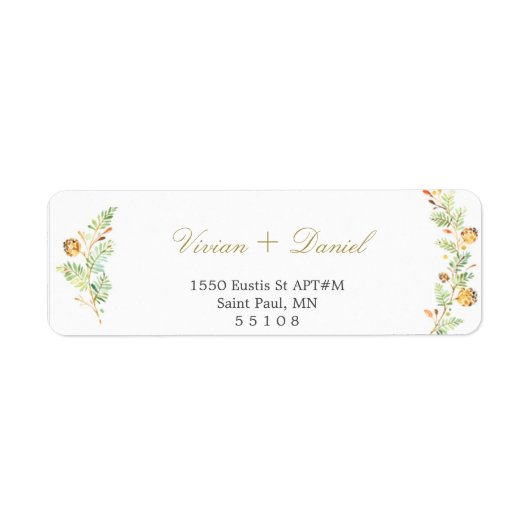 フローラ金ゴールド差出人住所ラベル ラベル (正面)