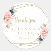 フローラ金ゴールド幾何学感謝結婚式の引き出物 ラウンドシール (正面)