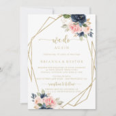 フローラ金ゴールド幾何学私たちは再び誓い更新 招待状 (正面)