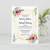 フローラ金ゴールド幾何結婚結晶 招待状 (スタンド正面)