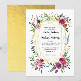 フローラ金ゴールド幾何結婚結晶 招待状