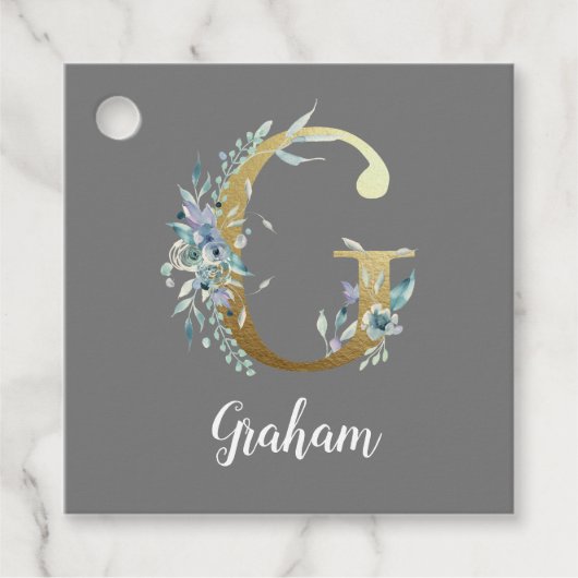 フローラ金ゴールド文字Gオン灰色 フェイバータグ (正面)