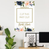 フローラ金ゴールド書道ブライダルシャワーフォトブース ポスター (ホームオフィス)