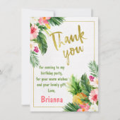 フローラ金ゴールド書道誕生日サンキューカード 招待状 (正面)