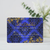 フローラ金ゴールド王室のブルー50ファブラス誕生日RSVP 2 出欠カード (スタンド正面)