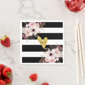 フローラ金ゴールド白黒結婚ズペーパーナプキン スタンダードカクテルナプキン (インサイチュ)