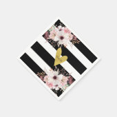 フローラ金ゴールド白黒結婚ズペーパーナプキン スタンダードカクテルナプキン (角)