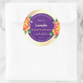 フローラ金ゴールド紫色の製品パッケージラベル ラウンドシール (バッグ)