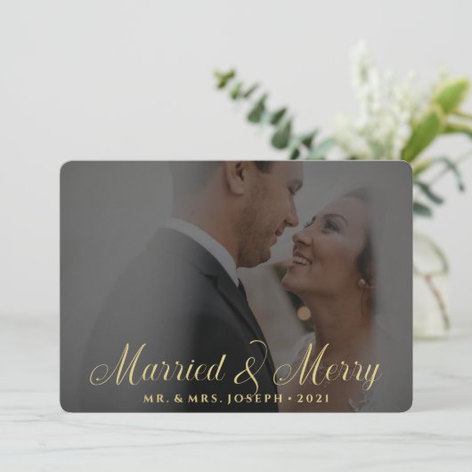 フローラ金ゴールド結婚したとクリスマスの写真 シーズンカード (スタンド正面)