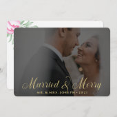 フローラ金ゴールド結婚したとクリスマスの写真 シーズンカード (正面/裏面)