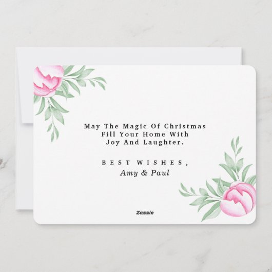 フローラ金ゴールド結婚したとクリスマスの写真 シーズンカード (裏面)