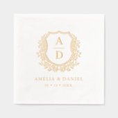 フローラ金ゴールド結婚クレストモノグラム 箔ナプキン (正面)