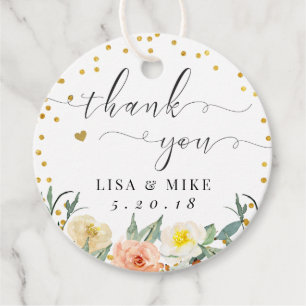 フローラ金ゴールド結婚ドットのラウンド フェイバータグ