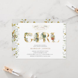 フローラ金ゴールド赤ちゃんシャワー女の子の招待