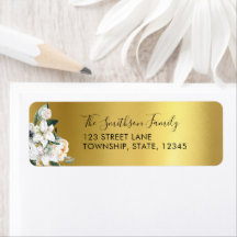フローラ金ゴールド金属カスタム差出人住所ラベル