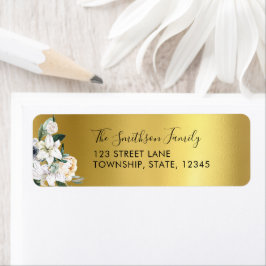 フローラ金ゴールド金属カスタム差出人住所ラベル ラベル