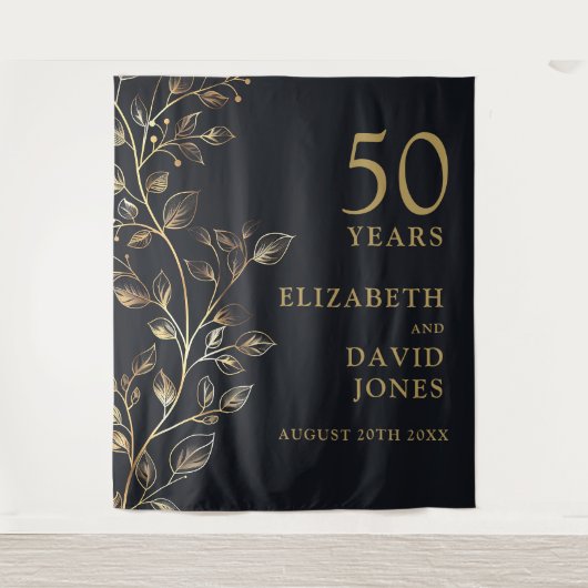 フローラ金ゴールド50周年記念写真ブース背景 タペストリー (正面)