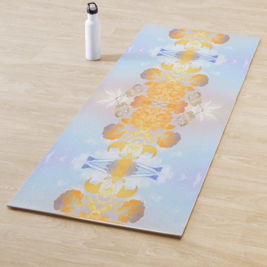 フローラ金ゴールド&ブルーサードアイトーテム ヨガマット (インサイチュ)