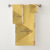 フローラ金ゴールド（名前あり） バスタオルセット (インサイチュ)