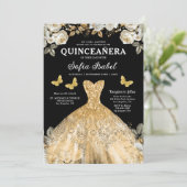 フローラ金ゴールドQRコードプリンセスキンセアニェラ 招待状 (スタンド正面)