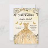 フローラ金ゴールドQRコードプリンセスキンセアニェラ 招待状 (正面)