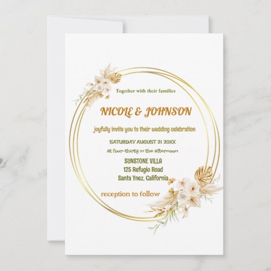 フローラ金枠結婚式招待状 招待状 (正面)