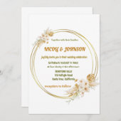 フローラ金枠結婚式招待状 招待状 (正面/裏面)