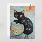 フローラ金魚の黒猫 ポストカード (正面/裏面)