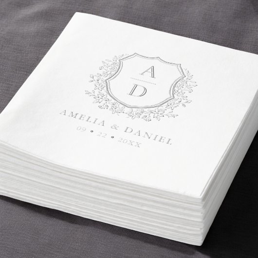 フローラ銀結婚紋モノグラム 箔ナプキン