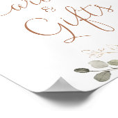 フローラ錆クリーム緑の結婚式カードギフトサイン ポスター (角)