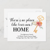 フローラ鍵新しいホームアドレスの移動告知 ポストカード (正面/裏面)