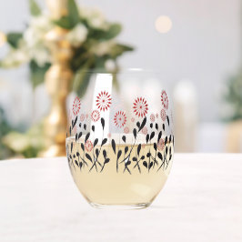 フローラ開花かわいいシンプルファッション赤かわいい女の子n ステムなしワイングラス