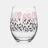 フローラ開花かわいいシンプルファッション赤かわいい女の子n ステムなしワイングラス (裏面)