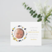 フローラ開花かわいい女の子の写真誕生のお知らせ 案内ポストカード (スタンド正面)