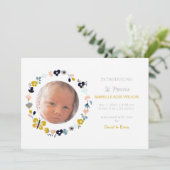 フローラ開花かわいい女の子の写真誕生のお知らせ 案内状 (スタンド正面)
