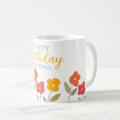 フローラ開花カラフルハッピーバースデー祖母 コーヒーマグカップ (正面右)