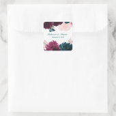 フローラ開花ティール（緑がかった色）- Square Sticker スクエアシール (バッグ)